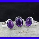 SVP957-925 Sterling silver Amethyst Cab Gemstone Beautiful 3 Pcs Set Of Rings